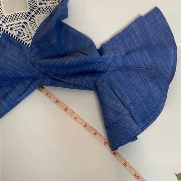 Loft Outlet Babydoll Blue Top with Lace - Picture 8 of 9